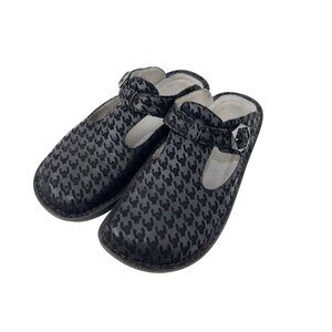 Alegria ALG-772 Womens SZ 39 Leather Mary Jane Slip On Clogs Houndstooth Pattern